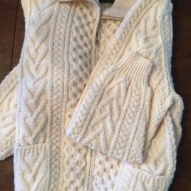 Hand Knit Zipped Cardigan Natural (Size 48 Only)