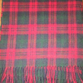 Wool Cashmere Red Plaid Scarf (12 X 60) #201