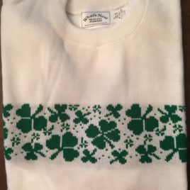 Sweater White with Shamrocks Child (Size 12 Only)