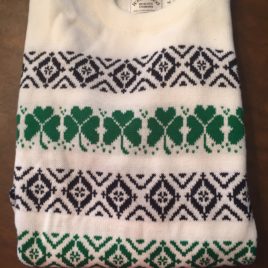 Sweater White with Shamrocks and Diamonds Adult (Large Only).