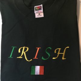 T-Shirt Green IRISH with Irish flag (Large Only)