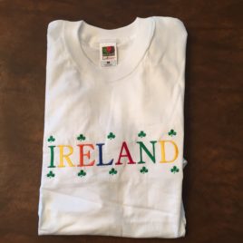 T-Shirt White Ireland with Shamrocks (Large Only)