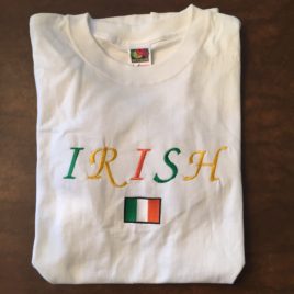 T-Shirt White Irish with Flag (Large Only)