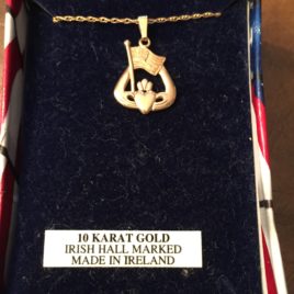 Claddagh American Flag Necklace (10K Gold)