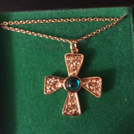 Cross Pendant with Green Gem