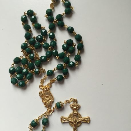 green-rosary-with-gold-cross