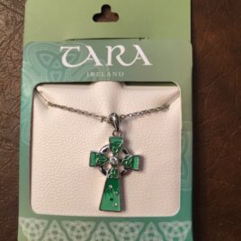 Green and Silver Celtic Cross Necklace