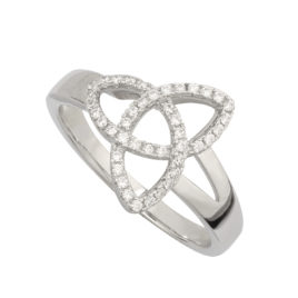 S21015 – Sterling Silver CZ Trinity Knot Ring