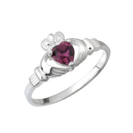 S26610-2 Sterling Silver Claddagh Birthstone February