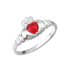 S26610-7 Sterling Silver Claddagh Birthstone July