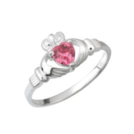 S26610-10 Sterling Silver Claddagh Birthstone October