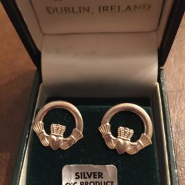 Silver Claddagh Stud Earrings