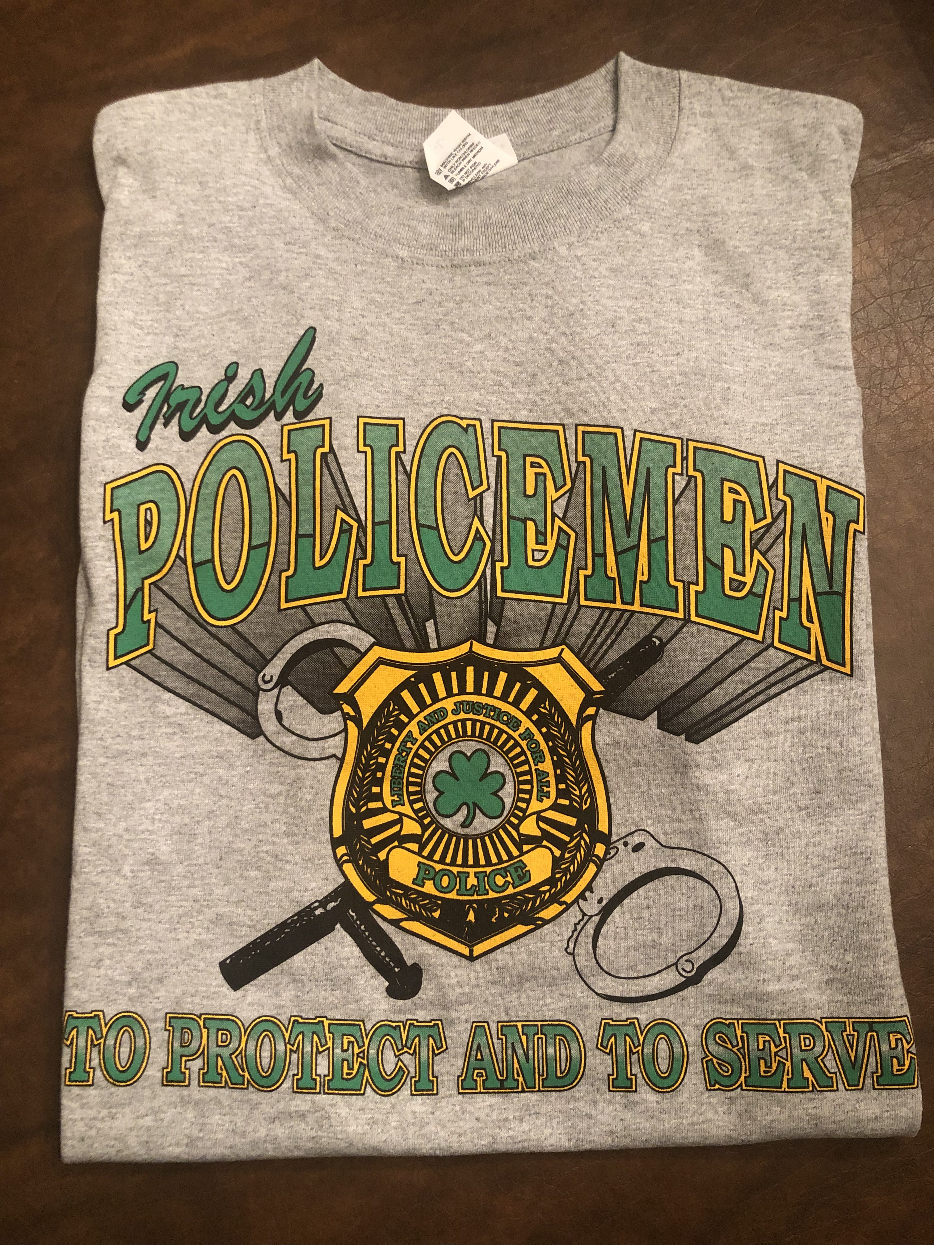 “To Protect and to Serve” Irish Policemen Gray T-Shirt (Large Only ...
