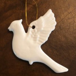 Ceramic Dove Christmas Ornament 4.5″ x 4″