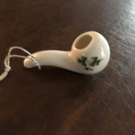 Ceramic Shamrock Pipe Christmas Ornament 2.25″