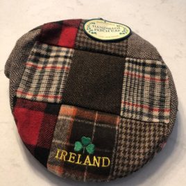 “Ireland” Shamrock Patchwork Cap, wool-poly