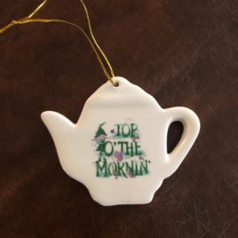 Ceramic “Top O’ The Mornin’” Teapot Christmas Ornament 2.5″ x 2.5″