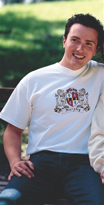 Irish Coat-of-Arms Tee Shirt  White  (All Cotton)