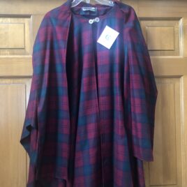 Red Plaid Cape (100% Wool)